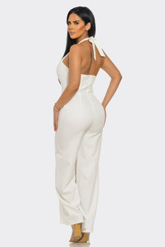 Halter Neck Jumpsuit With Back Zipper